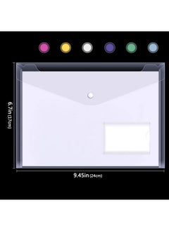 Classycoo C Envelopes, Classycoo 12 Pack A5 File Folders Clear Poly Envelopes, Document Folders Organizers With Snap Button For Document Stationery Tools Organization,6 Colors  - Image 2