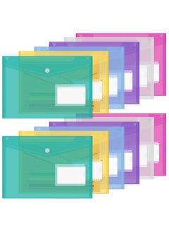 Classycoo C Envelopes, Classycoo 12 Pack A5 File Folders Clear Poly Envelopes, Document Folders Organizers With Snap Button For Document Stationery Tools Organization,6 Colors  - Image 1