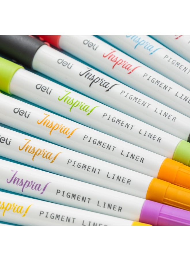 Deli Deli EU302 Dual Tip Pigment Liner Drawing Pen 12-Piece  - Image 5