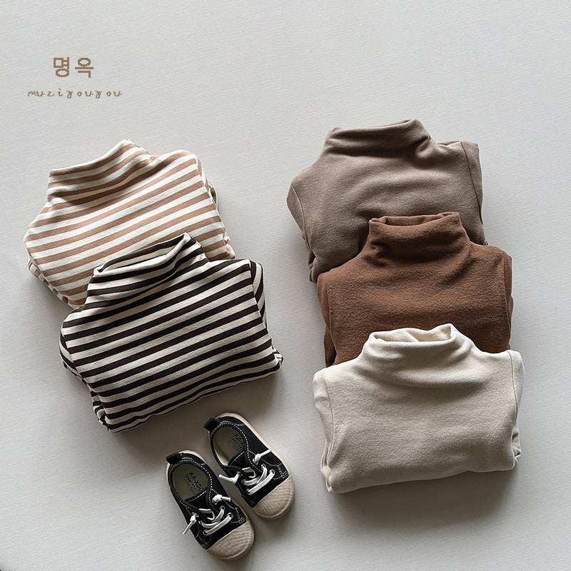 Winter Wear Recommend ~ Children'S Fleece-Lined Base Shirt Boys And Girls Korean Half-High Neck Thickened Warm All-Match Top - Image 4