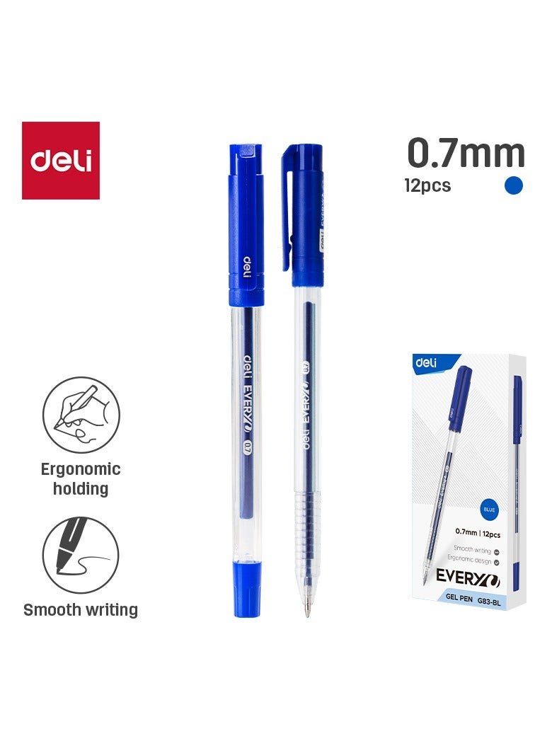 ديليEG83-BL قلم جيل 0.7 ملم ناعمة حبر أزرق، 12 قطعة/علبة – مثالي للكتابة في المدرسة أو العمل - Image 1