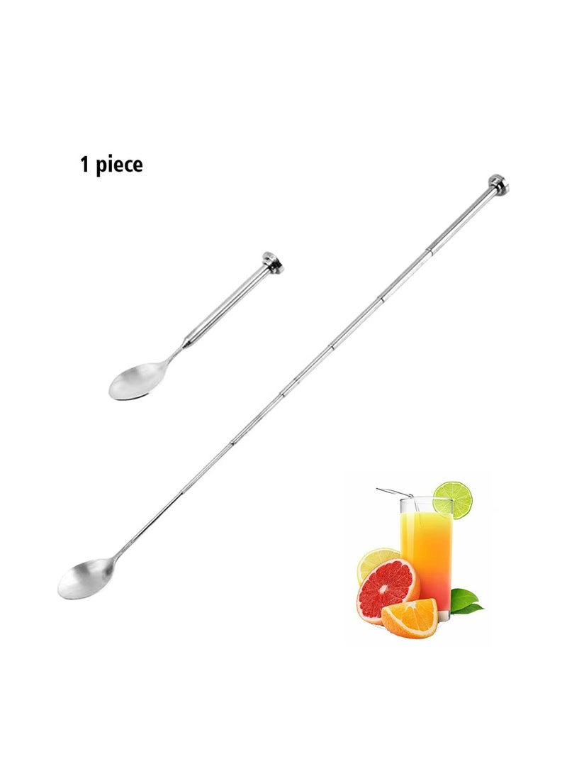 Stir Bar Spoon Telescopic, Easy to Carry Smooth Fine Workmanship Polished Mix Adjustable Stainless Steel Stirring Spoon Party Favor Stainless Steel Drink Stirrer  - Image 1