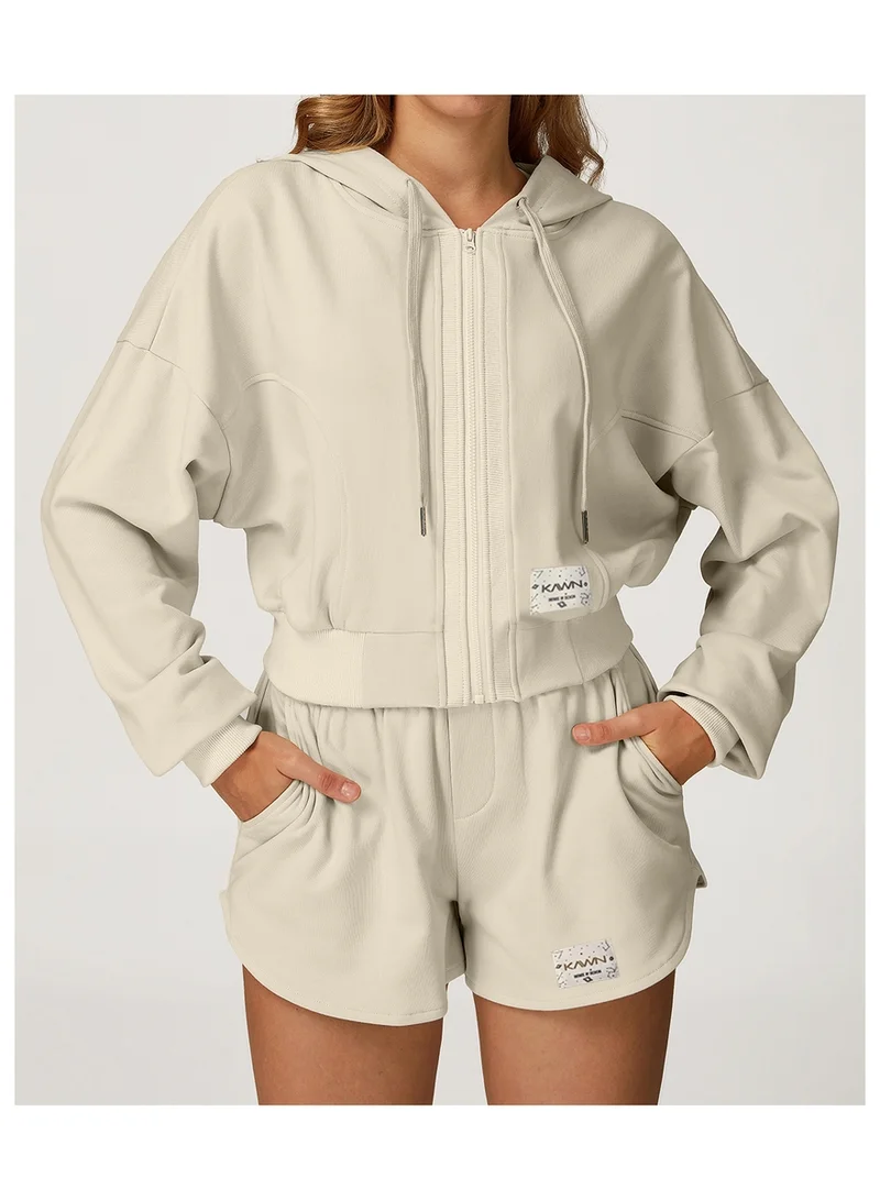 KAWN.YOGA Milky-White High Waist Loose Fit Shorts for Women | Best Price UAE