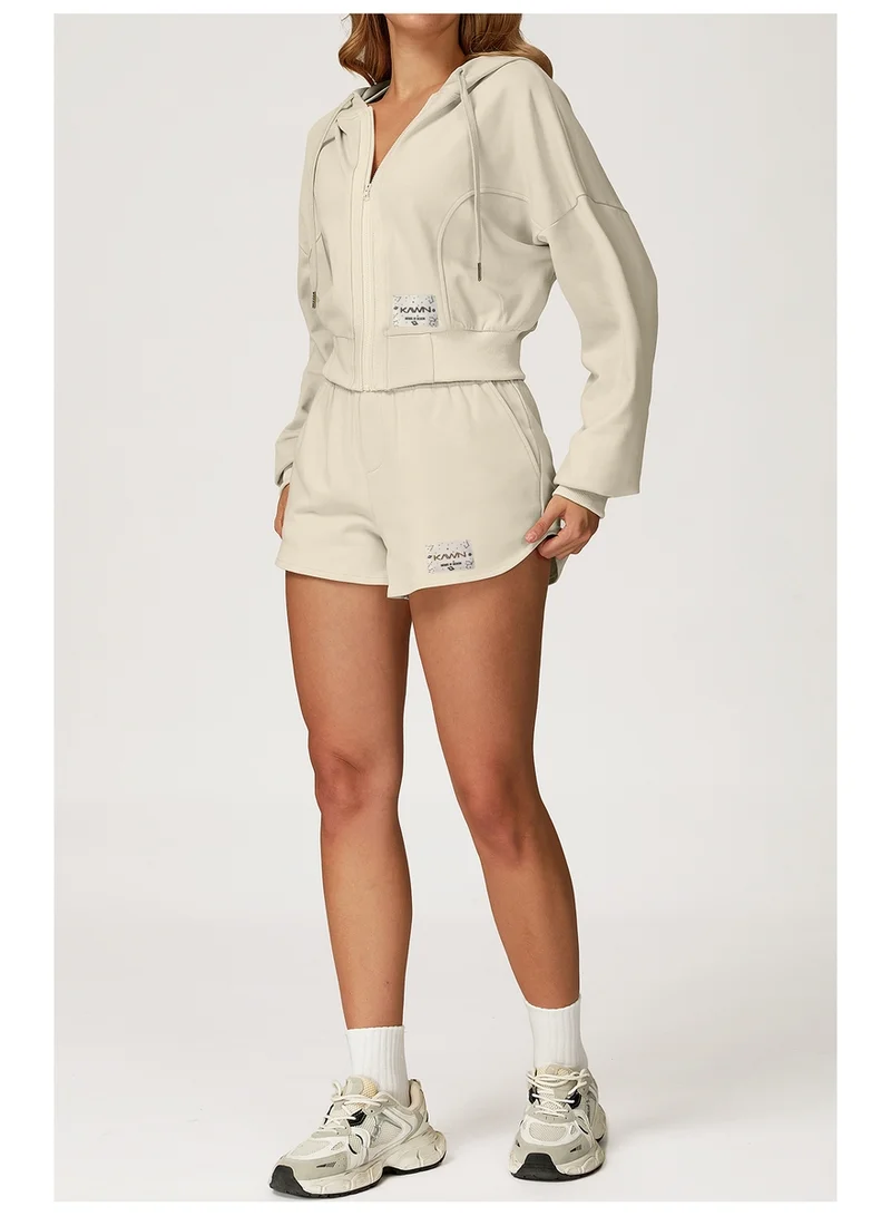 KAWN.YOGA Milky-White High Waist Loose Fit Shorts for Women | Best Price UAE