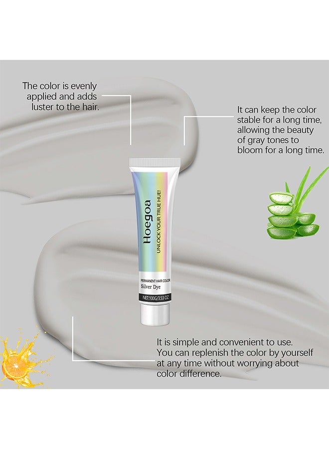 HOEGOA Permanent Hair Color Silver Dye , Unisex Long-Lasting Hair Color, Easy to Apply and Non-Stripping, Suitable for All Hair Types, Fashionable ，# silver dye - Image 2