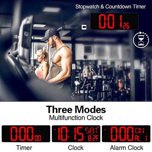 XREXS Large Digital Wall Clock WiFi Sync, 16.5 in Large Display Wall Clock with Temperature/Date/Week, LED Big Digital Timer Clock with Remote Control, Alarm Clock for Home and Office, Auto-dimming - Image 5