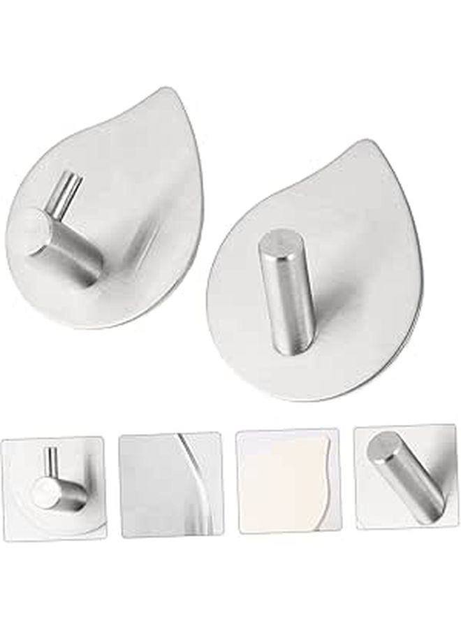 20 Pcs 304 Stainless Steel Adhesive Hooks Strong Metal Wall Mounted Towel Coat Hangers For Kitchen Bathroom Organizer No Trace - Image 1