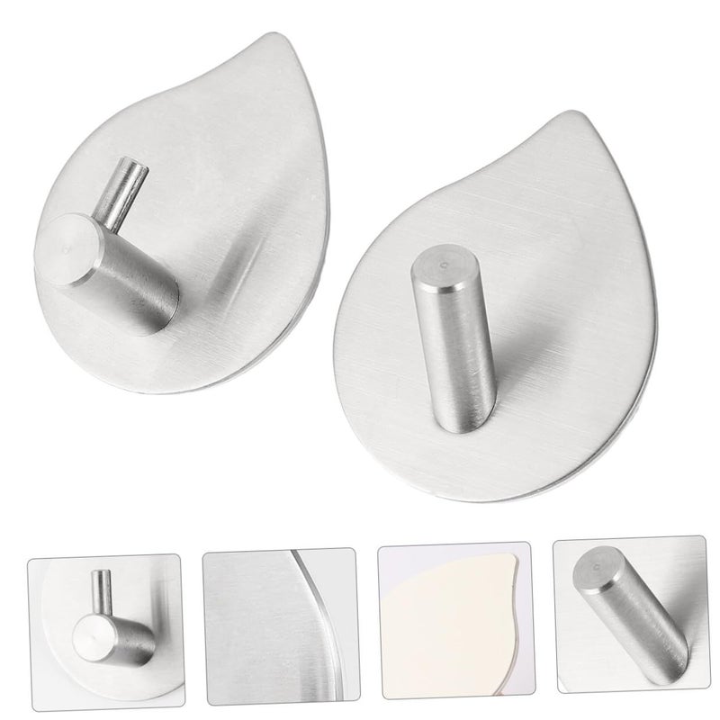 20 Pcs 304 Stainless Steel Adhesive Hooks Strong Metal Wall Mounted Towel Coat Hangers For Kitchen Bathroom Organizer No Trace - Image 2