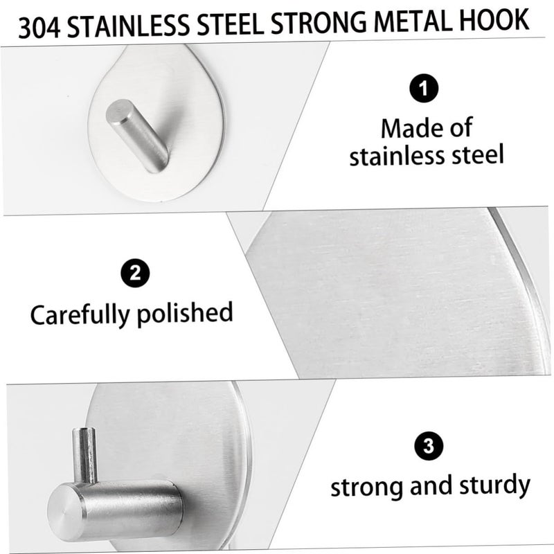 20 Pcs 304 Stainless Steel Adhesive Hooks Strong Metal Wall Mounted Towel Coat Hangers For Kitchen Bathroom Organizer No Trace - Image 4