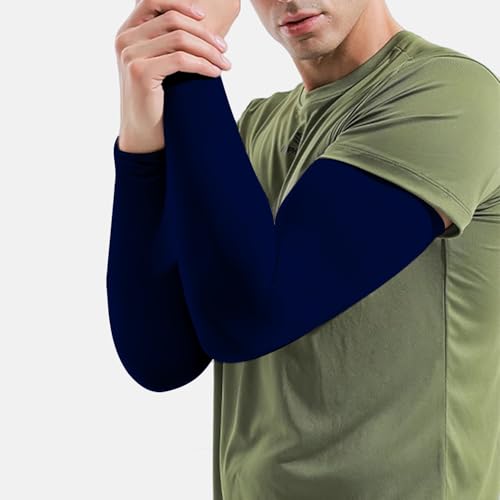EGOFLEX Arm Sleeves for Men and Women Compression UV Sun Protection Tattoo Cover Up Baseball Basketball Football Golf Running (Blue) - Image 4