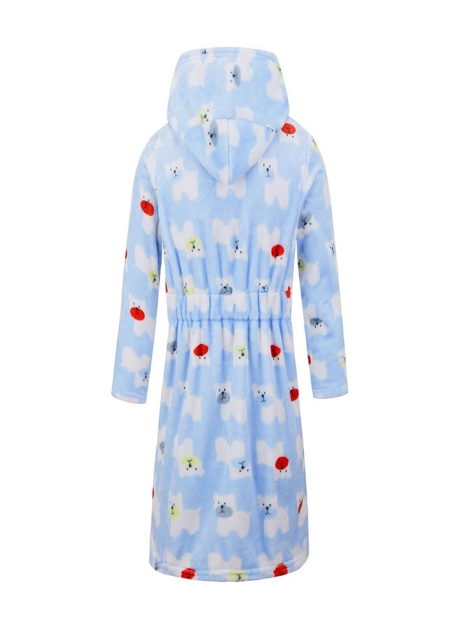 ECHERY Kids Hooded Bathrobe Toddler Robe Pajamas Sleepwear Unisex Dressing Gown for Toddler(Blue Bear) - Image 3