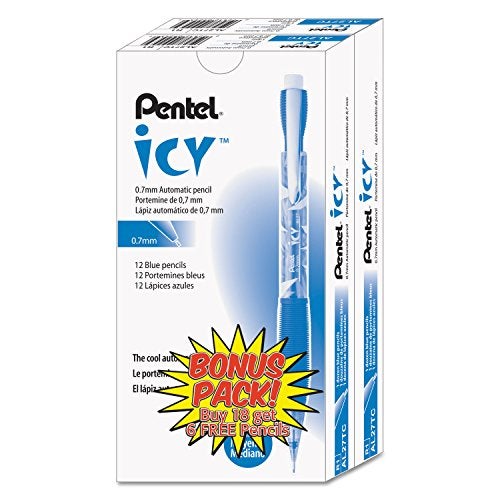 Pentel قلم رصاص ميكانيكي بنتل AL27TCSWSPR آيس، 0.7 مم، برميل أزرق شفاف، 24/عبوة - Image 1
