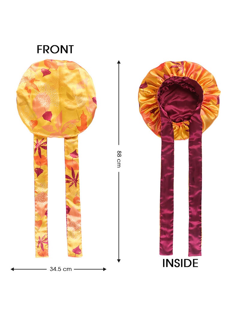 Captaintech Satin Bonnet Silk Hair Bonnets for Black Women Curly Hair Wrap for Sleeping Cap Reversible Bonnet with Tie Band Night Cap Double Layer Sleep Cap for Curly Hair - Image 2