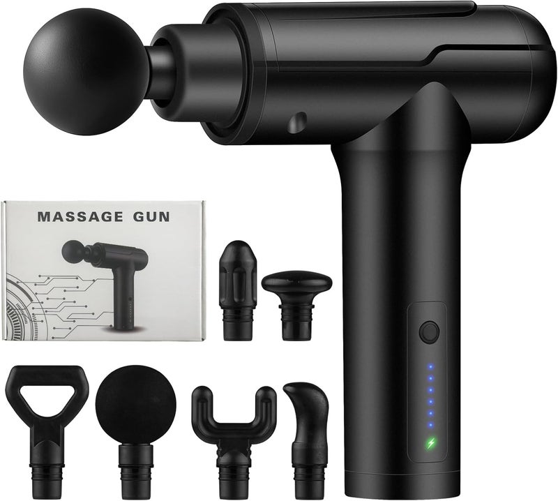 Massage Gun, Handheld Electric Muscle Massager Gun,6 Speeds, Quiet, Deep Tissue Massager for Sport Soreness Relief, Muscle Massage Relax, adapter charging, , Black - Image 1