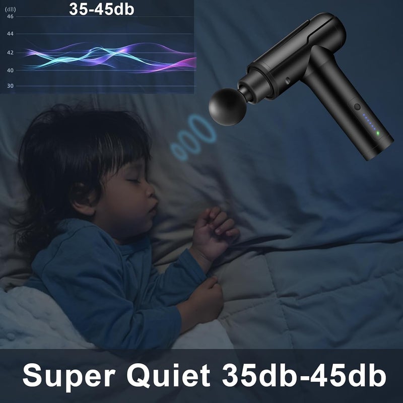 Massage Gun, Handheld Electric Muscle Massager Gun,6 Speeds, Quiet, Deep Tissue Massager for Sport Soreness Relief, Muscle Massage Relax, adapter charging, , Black - Image 4