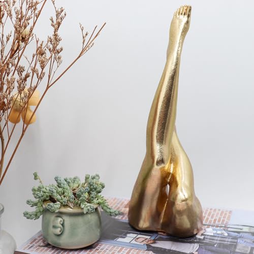 Neeenn Gold Legs Statue, Resin Abstract Art Legs Ornament, Yoga Woman Decor Sculpture, Modern Aesthetic Figurine Decoration, Suitable for Home Living Room Bedroom Office Shelf Table Desk Bookshelf Decor - Image 3