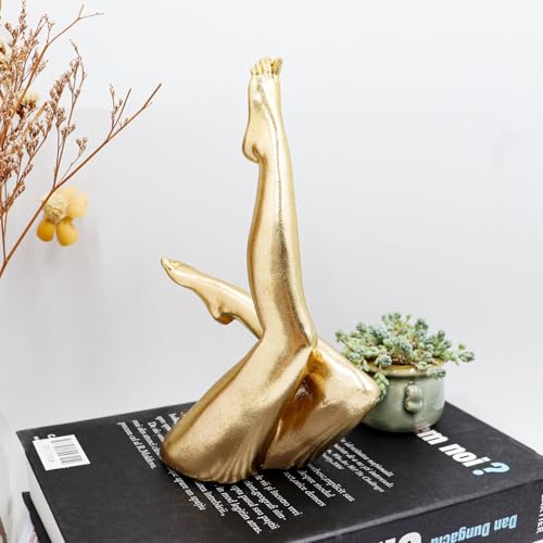 Neeenn Gold Legs Statue, Resin Abstract Art Legs Ornament, Yoga Woman Decor Sculpture, Modern Aesthetic Figurine Decoration, Suitable for Home Living Room Bedroom Office Shelf Table Desk Bookshelf Decor - Image 2