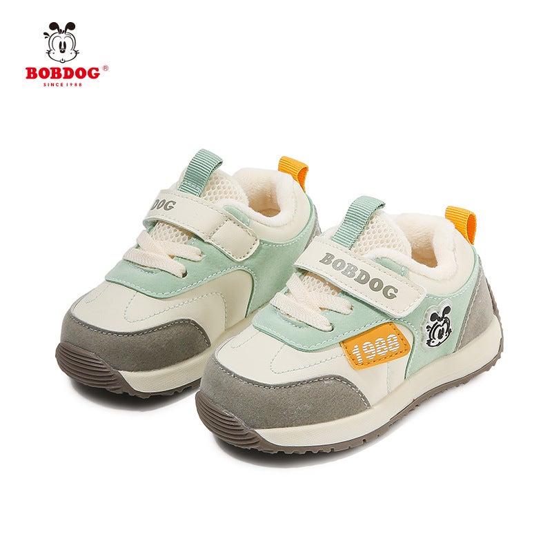 Babu Bean Men'S Baby Shoes Winter Children'S Fleece-Lined Two Warm Cotton Shoes Soft Sole Lightweight Outdoor Toddler Shoes - Image 1