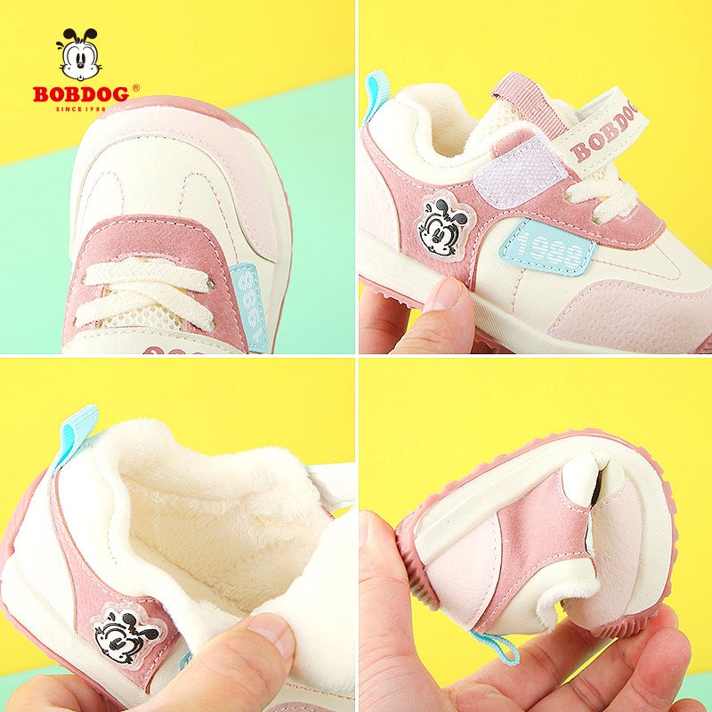 Babu Bean Men'S Baby Shoes Winter Children'S Fleece-Lined Two Warm Cotton Shoes Soft Sole Lightweight Outdoor Toddler Shoes - Image 3