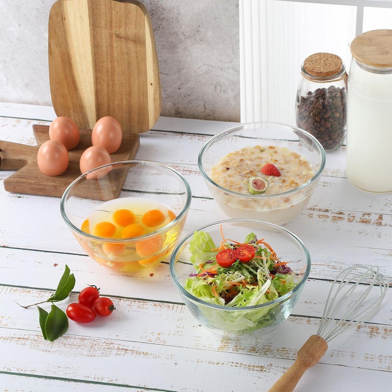 WHJY 3 Pack of 7 Inch Glass Cereal Bowls  Borosilicate Glass Construction Modern Style 1764 Ounces Capacity Each - Image 3