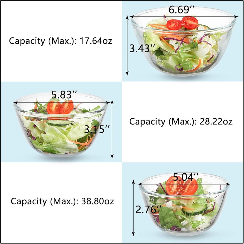 WHJY 3 Pack of 7 Inch Glass Cereal Bowls  Borosilicate Glass Construction Modern Style 1764 Ounces Capacity Each - Image 2