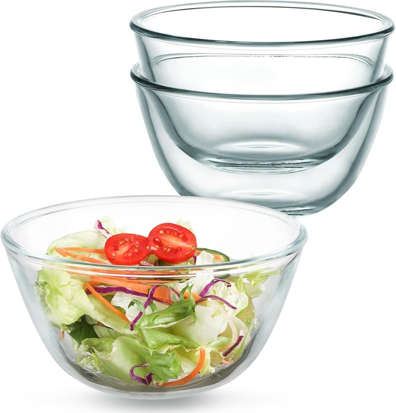 WHJY 3 Pack of 7 Inch Glass Cereal Bowls  Borosilicate Glass Construction Modern Style 1764 Ounces Capacity Each - Image 1
