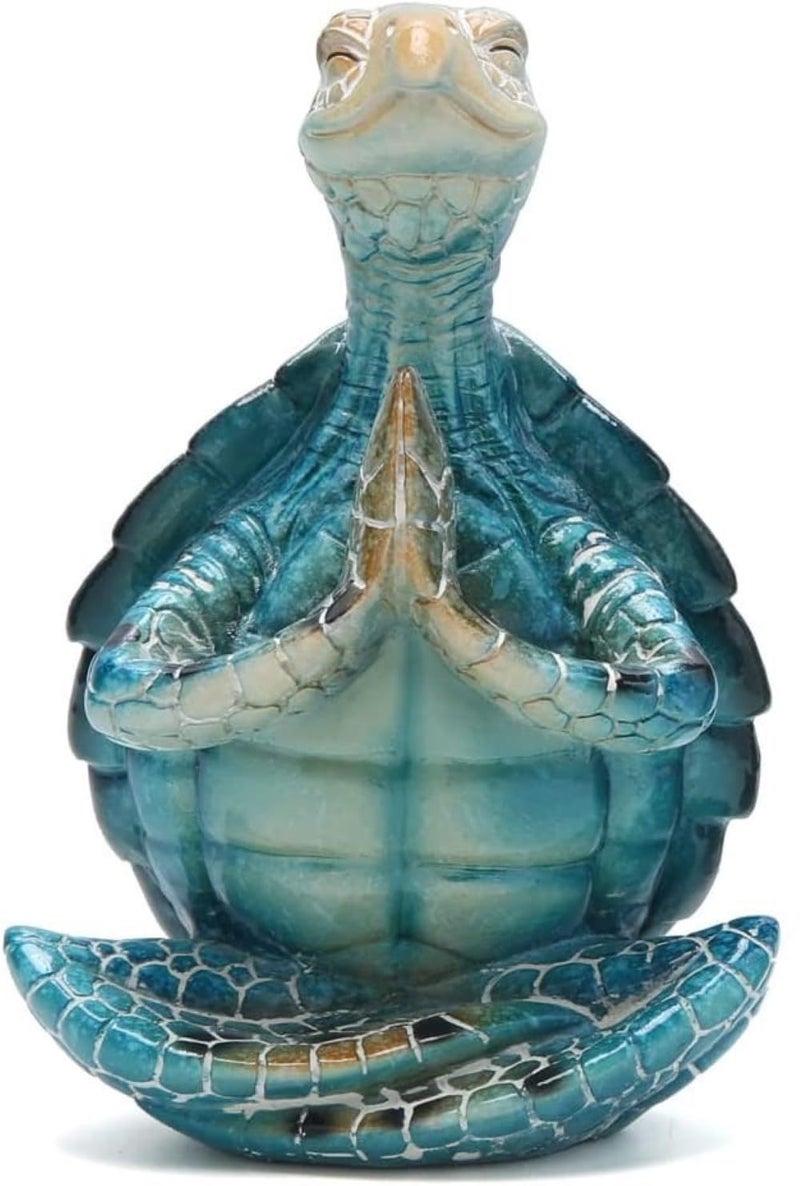 VVGIFTS Sea Turtle Meditation Yoga Decor Garden Figurine Sea Turtle Meditating Coastal Beach Decorations Zen Yoga Resin Statue for Home Office Decorations Put The Palm Together