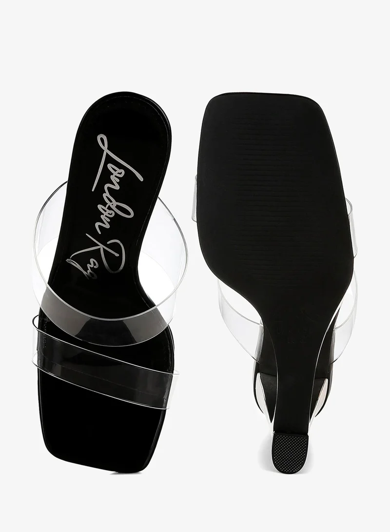 London Rag Black Fantasy Wedge Heel Clear Sandals in Black for Women | Best Price UAE