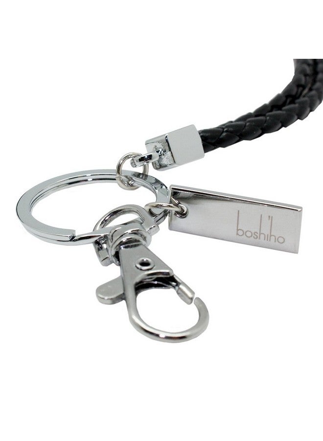 boshiho boshiho Office Lanyard, PU Leather Necklace Lanyard with Strong Clip and Keychain for Keys, ID Badge Holder, USB or Cell Phone (Black)  - Image 2