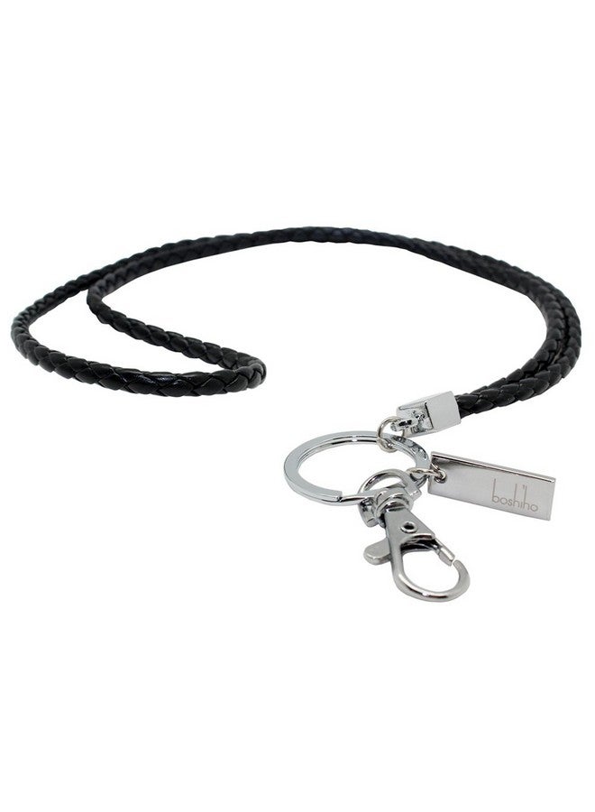 boshiho boshiho Office Lanyard, PU Leather Necklace Lanyard with Strong Clip and Keychain for Keys, ID Badge Holder, USB or Cell Phone (Black)  - Image 1