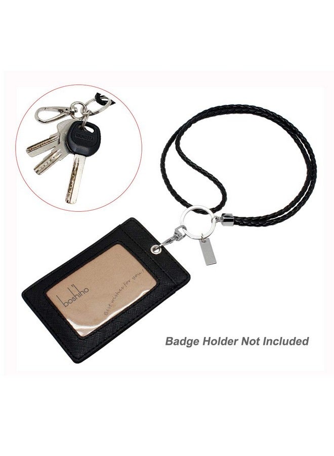 boshiho boshiho Office Lanyard, PU Leather Necklace Lanyard with Strong Clip and Keychain for Keys, ID Badge Holder, USB or Cell Phone (Black)  - Image 3