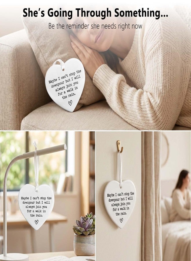 ZEARPT Friendship Gifts for Women, Ceramic Heart Keepsake Ornament “Maybe I Can’t Stop the Downpour” Encouragement Keepsake for Best Friend, Sister, Tough Times Support with Gift Box, 3 Inch - Image 4