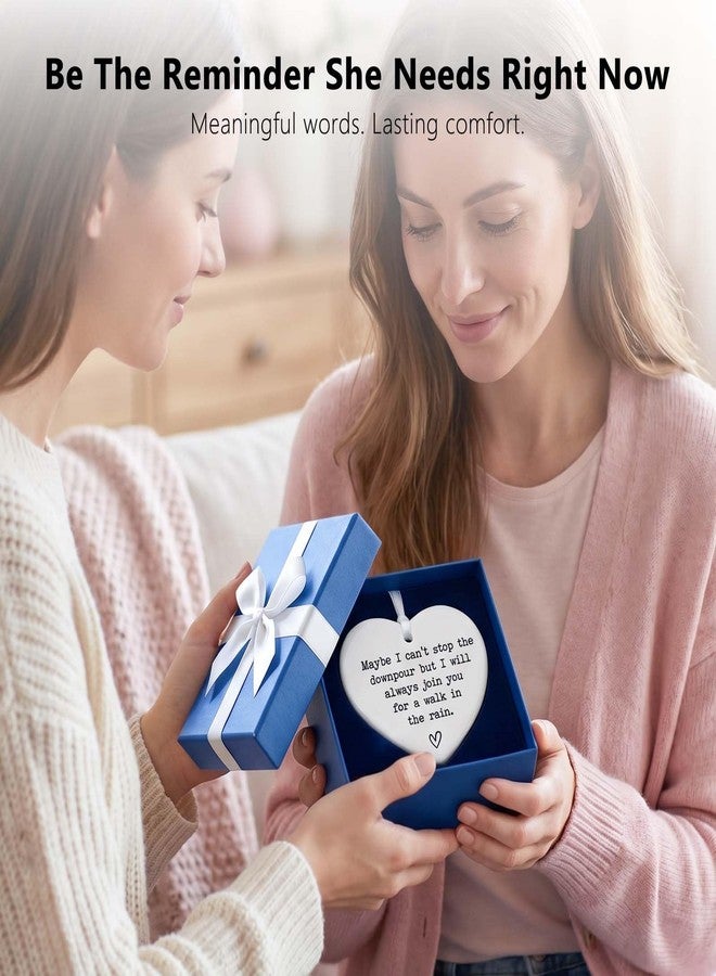 ZEARPT Friendship Gifts for Women, Ceramic Heart Keepsake Ornament “Maybe I Can’t Stop the Downpour” Encouragement Keepsake for Best Friend, Sister, Tough Times Support with Gift Box, 3 Inch - Image 3