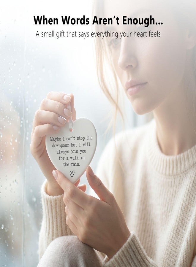ZEARPT Friendship Gifts for Women, Ceramic Heart Keepsake Ornament “Maybe I Can’t Stop the Downpour” Encouragement Keepsake for Best Friend, Sister, Tough Times Support with Gift Box, 3 Inch - Image 5