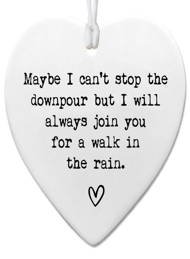 ZEARPT Friendship Gifts for Women, Ceramic Heart Keepsake Ornament “Maybe I Can’t Stop the Downpour” Encouragement Keepsake for Best Friend, Sister, Tough Times Support with Gift Box, 3 Inch - Image 1
