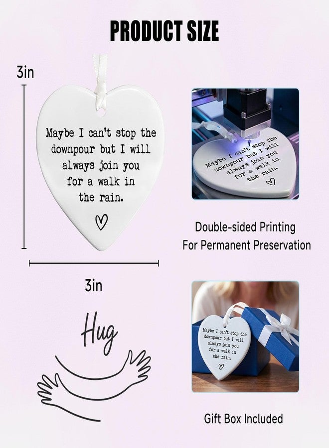 ZEARPT Friendship Gifts for Women, Ceramic Heart Keepsake Ornament “Maybe I Can’t Stop the Downpour” Encouragement Keepsake for Best Friend, Sister, Tough Times Support with Gift Box, 3 Inch - Image 2