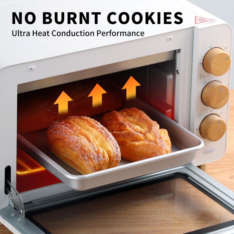 Shinsin Toaster Oven Pans for Baking, 2-PACK 11-Inch Nonstick Baking Trays, 57% Thicker Cookie Sheet Pans Set, Dishwasher Safe and Heavy Duty Small Replacement Trays for Oven (Silver) - Image 5