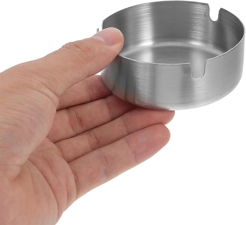 Stainless Steel Windproof Ashtray 10Cm Round Metal Cigarette Tray Anti Fall Design - Image 4