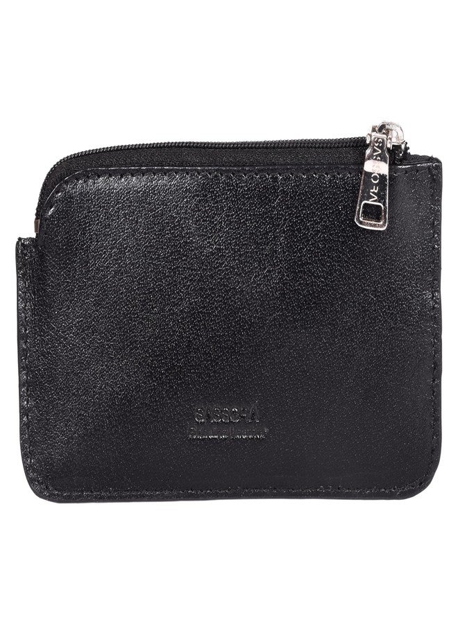 Sassora Genuine Leather Key Case with Zipper and Keyring | Compact Key Holder Wallet for Car & Bike Keys | For Men & Women (Black) - Image 5