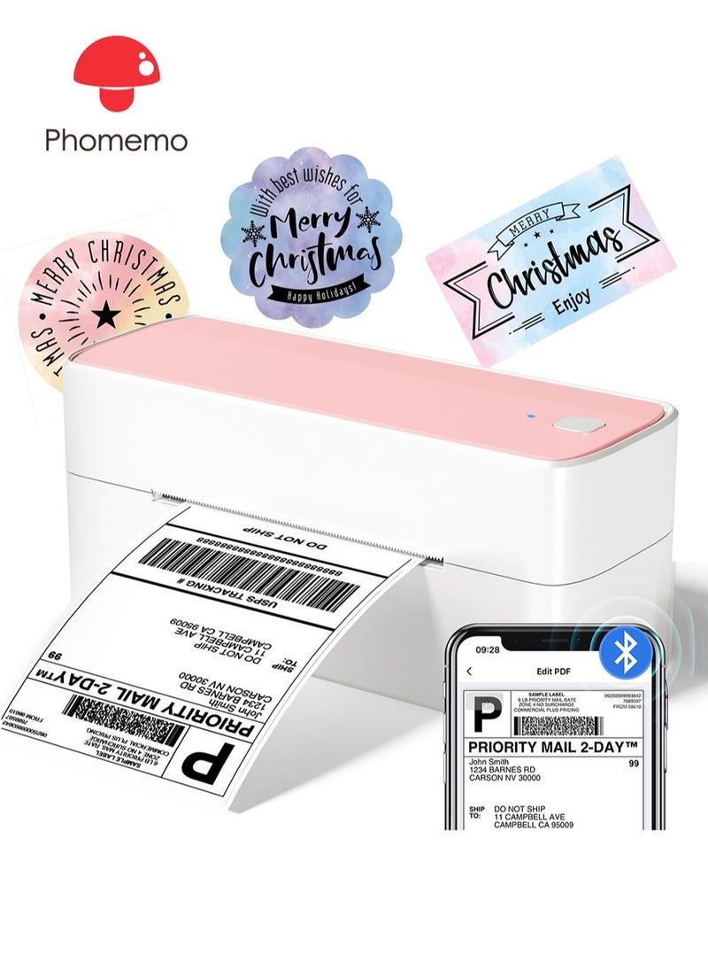 phomemo - Bluetooth Thermal Label Printer, 241 Bluetooth Wireless Shipping Label Printer for Shipping Packages, Pink 4 x 6 Label Printer Compatible with Mobile Phones, Tablets and Computers - Image 1