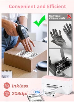 phomemo Bluetooth Thermal Label Printer, 241 Bluetooth Wireless Shipping Label Printer for Shipping Packages, Pink 4 x 6 Label Printer Compatible with Mobile Phones, Tablets and Computers  - Image 5
