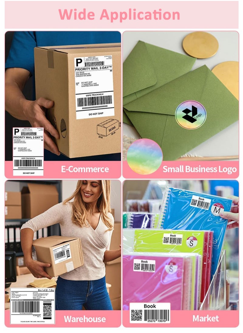 phomemo - Bluetooth Thermal Label Printer, 241 Bluetooth Wireless Shipping Label Printer for Shipping Packages, Pink 4 x 6 Label Printer Compatible with Mobile Phones, Tablets and Computers - Image 1