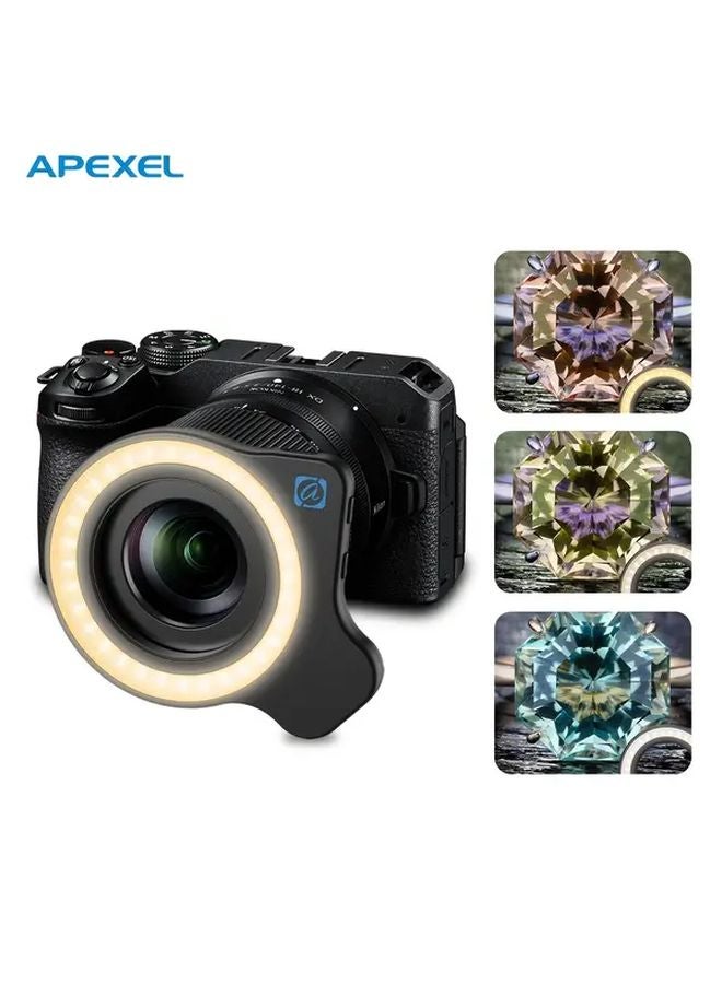 Black Portable Rechargeable LED Ring Light Three Levels Adjustable for Phone Photography - Image 5