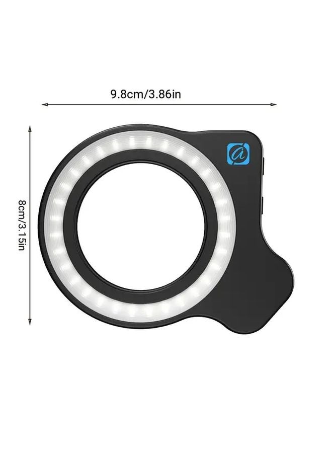 Black Portable Rechargeable LED Ring Light Three Levels Adjustable for Phone Photography - Image 3