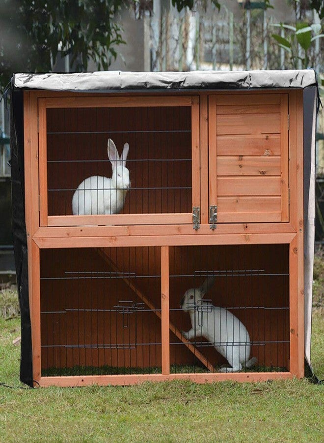 J&C Heavy Duty Double 420D Decker Rabbit Hutch Cover Windproof Rectangular Outdoor Bunny Cage Cover for Guinea Pig Cage Waterproof (48x20x41 in) - Image 3