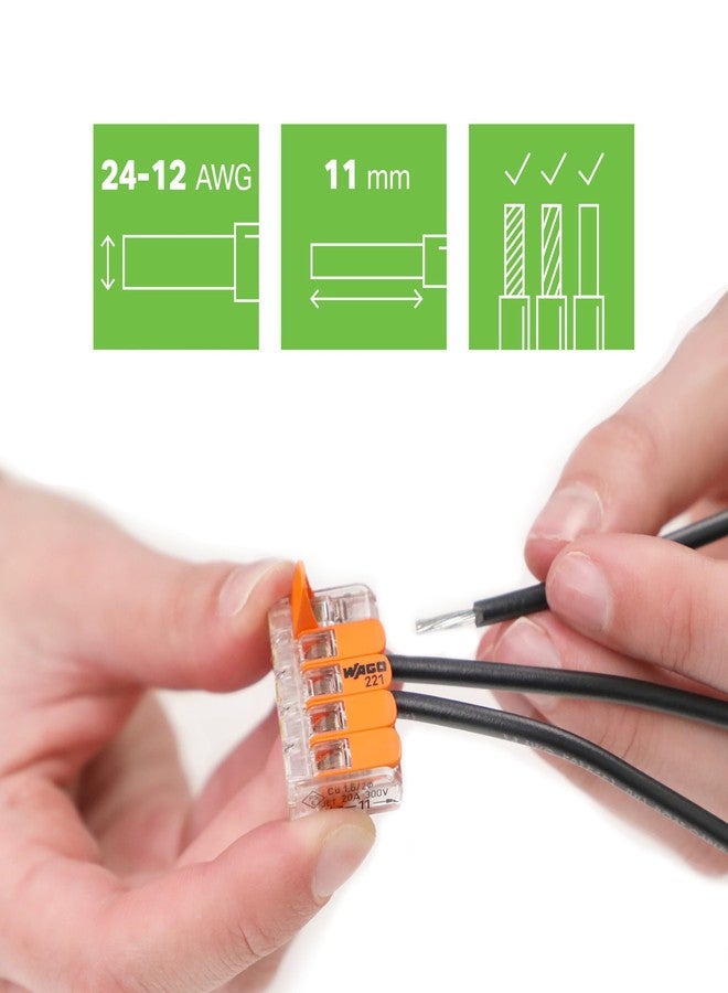 واجو WAGO 221-415 صواميل رافعة - موصلات توصيل مدمجة بخمسة موصلات (عبوة نفطة من 10 قطع) - Image 2