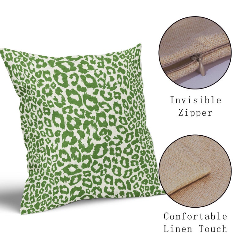 aportt Lime Green White Leopard Print Print Covers 18 × 18 بوصة مجموعة من 2 بقع حيوانية من الحالات الزخرفية وسادة تزيين Preppy Chinoiserie Cashion Caseion Decore Home Decor - Image 3