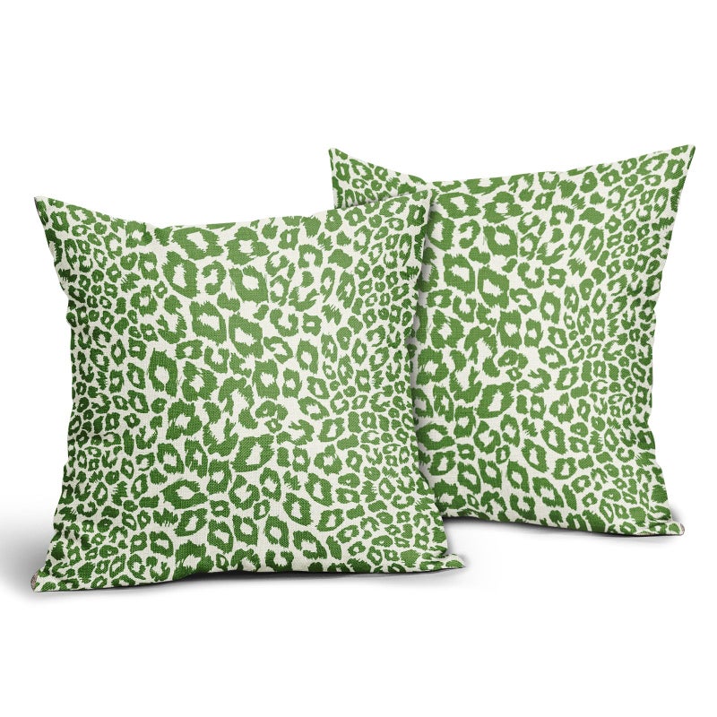 aportt Lime Green White Leopard Print Print Covers 18 × 18 بوصة مجموعة من 2 بقع حيوانية من الحالات الزخرفية وسادة تزيين Preppy Chinoiserie Cashion Caseion Decore Home Decor - Image 2