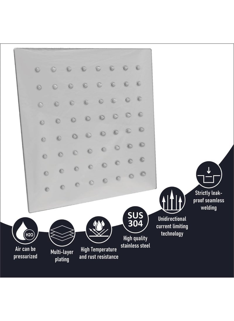 ESSE18 ESSE18 Ultra Slim Shower Rain Shower for Bathroom 304 Grade Stainless Steel Powerful Shower Head Silicon Nozzle Overhead Shower Chrome Plated 16 X 16 inches  - Image 5