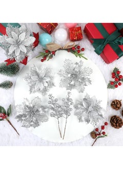 22 Pcs Silver Christmas Poinsettia Artificial Flowers And Glitter Berries Stems Kit, Christmas Poinsettias Decorations And Christmas Tree Ornaments For Xmas Home Wedding Holiday Tree Decor - pzsku/Z43FF41F4C74AC956D492Z/45/_/1735214752/f39b331f-a39a-44de-af92-ca32ccaeb409